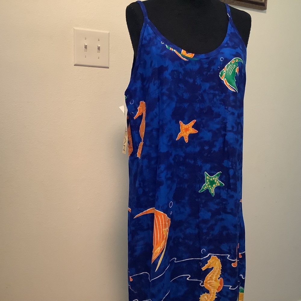 In Gear NWT vintage 90s med maxi  vacation cruise tropical sea life sundress - Picture 2 of 9